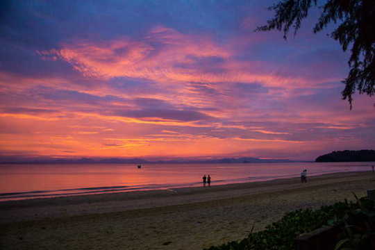 beautiful sunset at Klong Muang beach